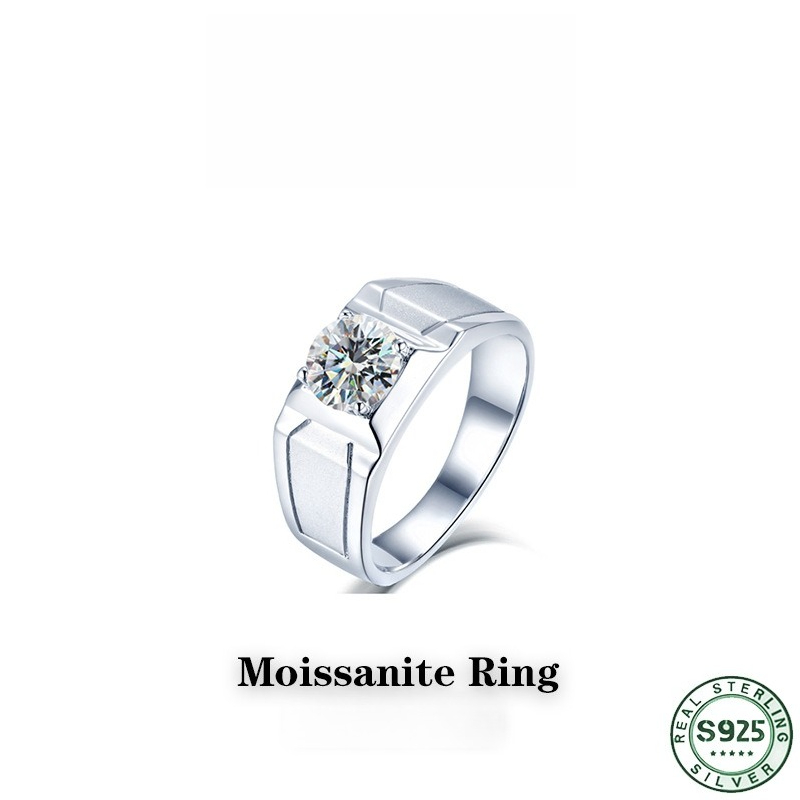 Moissanite Engagement Ring 1 Carat - แหวนเงินแท้ S925 ดีไซน์สวย ขายดี แหวนโมอิสซาไนท์ 1