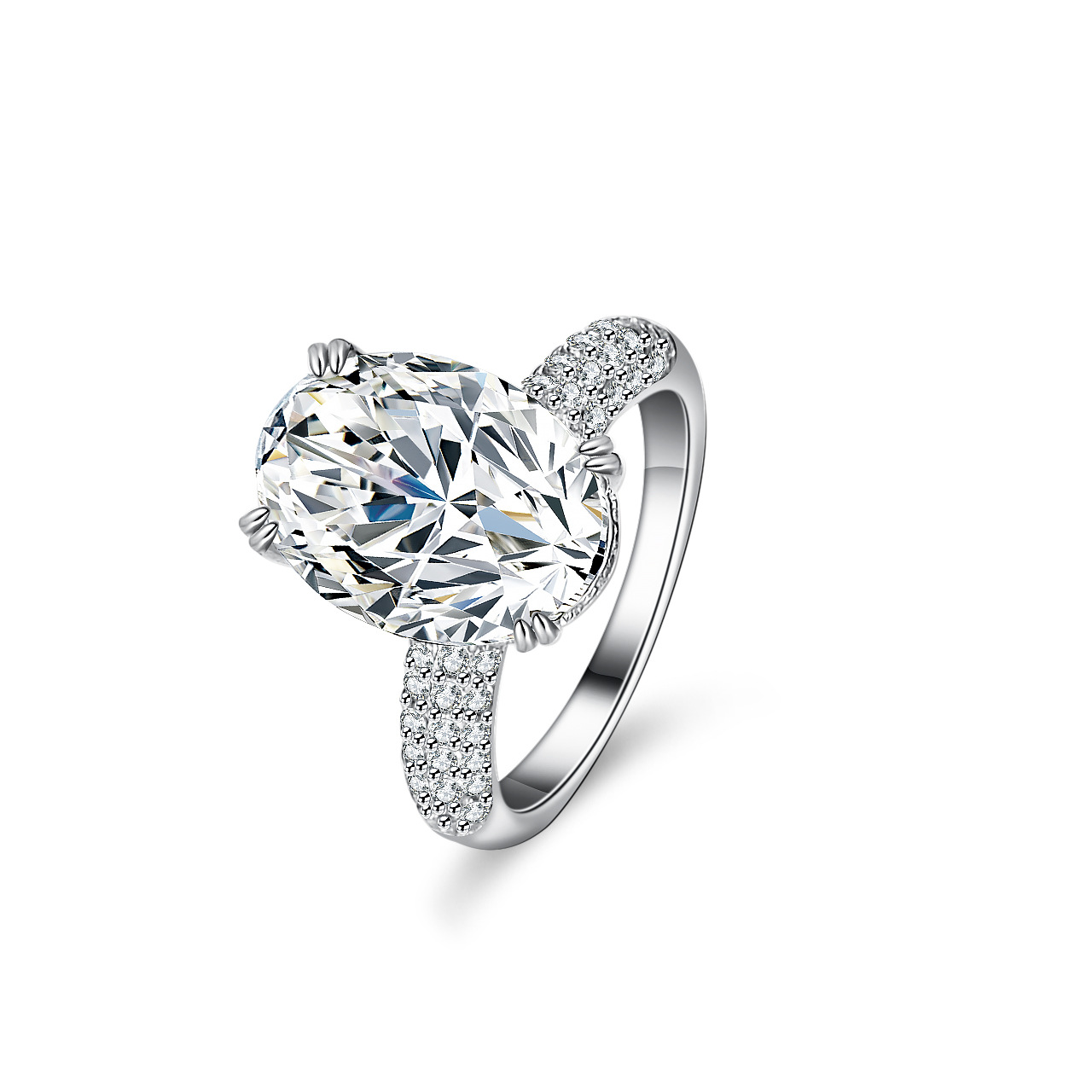 Moissanite Engagement Ring 1 Carat - แหวนทอง 18K ประดับโมอิสซาไนต์สำหรับผู้หญิง น้ำหนัก 1 กะรัต