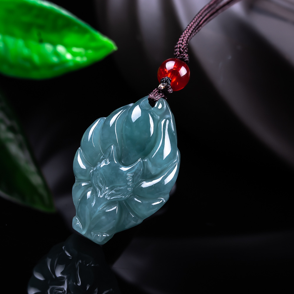 Necklaces - หยกพม่าธรรมชาติจี้รูปสุนัขจิ้งจอกสร้อยคอวินเทจอัญมณีหยกแท้ดีไซเนอร์แฟชั่นเครื่องประดับของขวัญสำหรับผู้หญิง