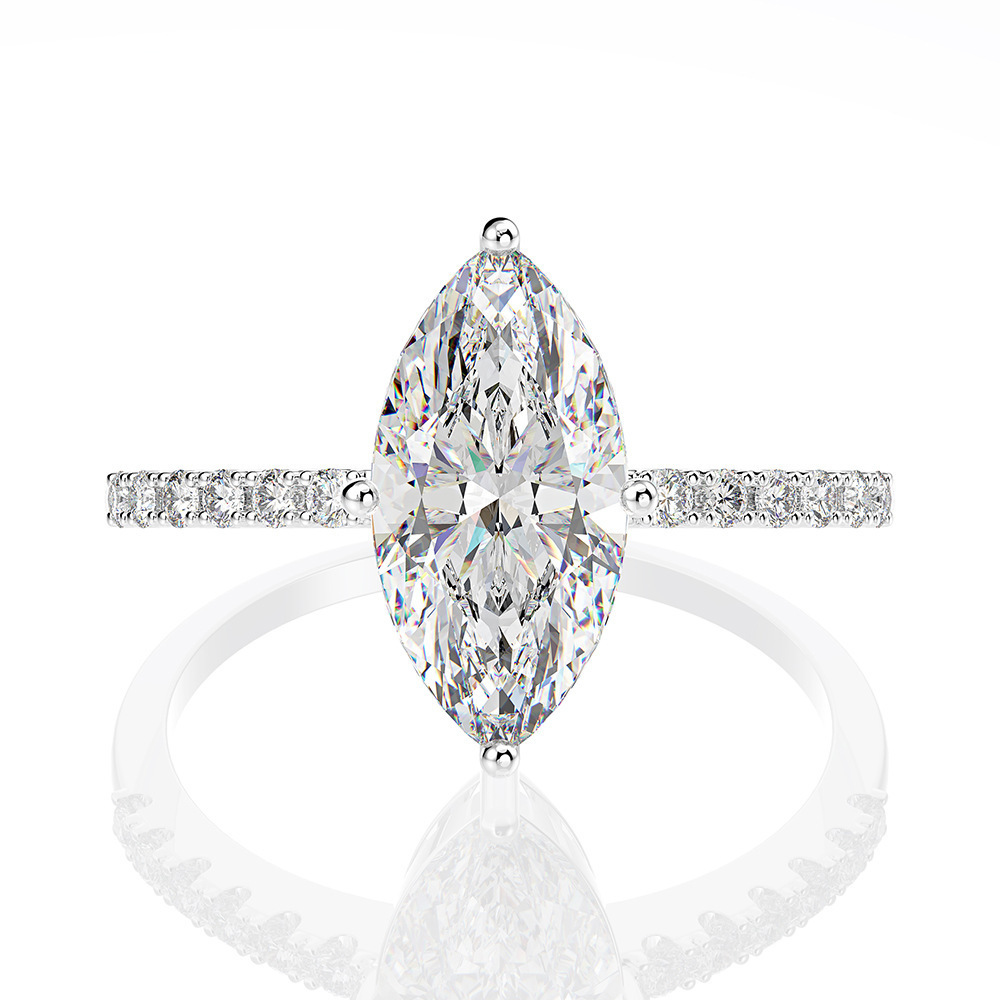 Moissanite Engagement Ring 1 Carat - หรูหราจริง 1 กะรัต D สี Marquise