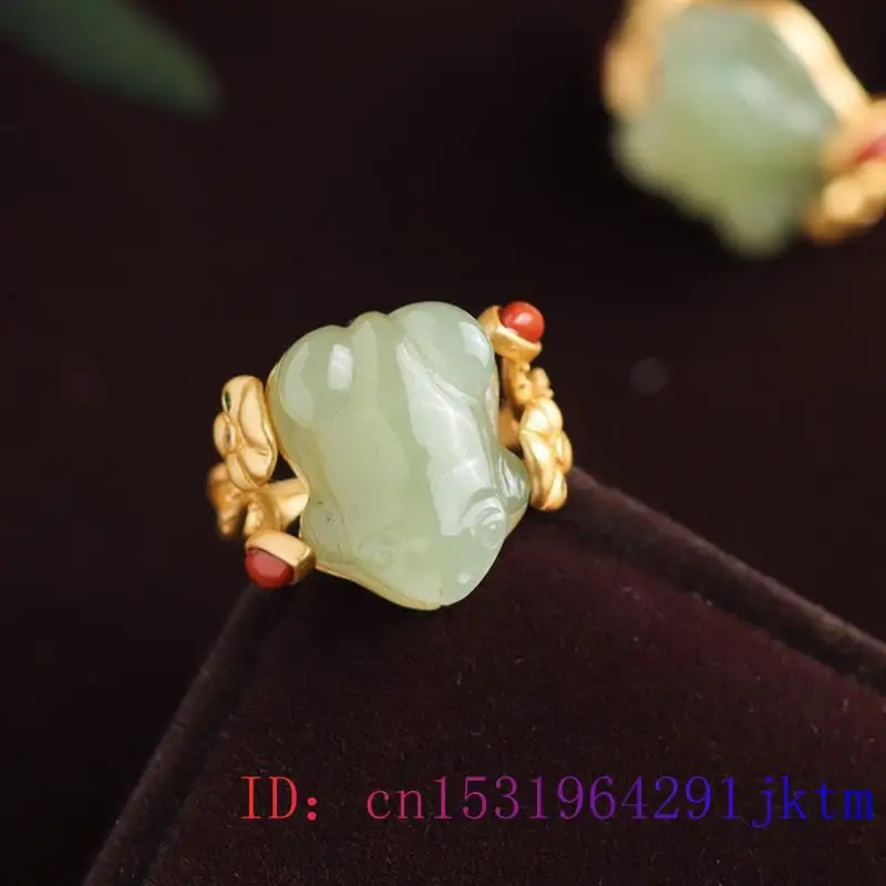 หยกสีเขียวกบแหวน Charms ธรรมชา - Rings บทวิจารณ์และราคา