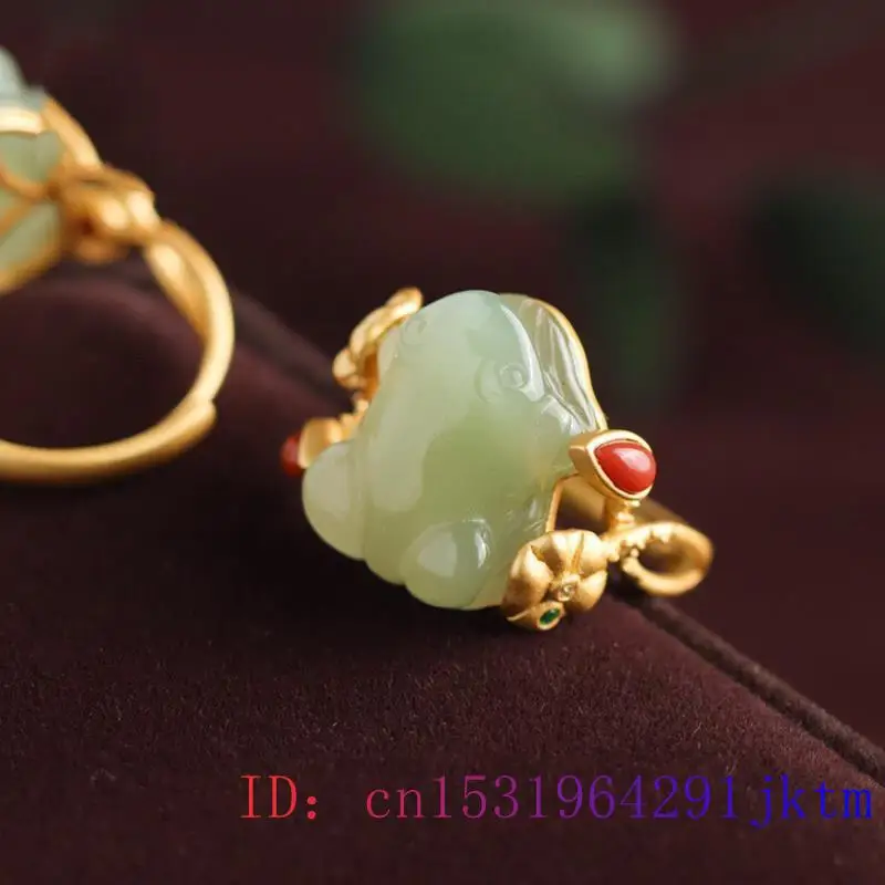 หยกสีเขียวกบแหวน Charms ธรรมชา - Rings บทวิจารณ์และราคา