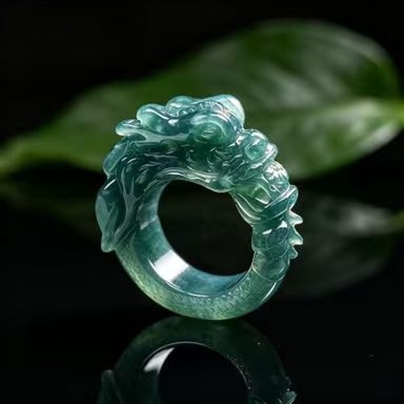 แหวนหยกเจไดต์เกรดเอ ลายมังกรน้ - Rings บทวิจารณ์และราคา