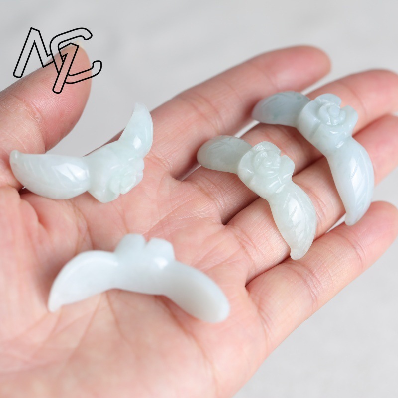 2PC สีขาวธรรมชาติหยกหยกโรสสร้อ - Earrings บทวิจารณ์และราคา