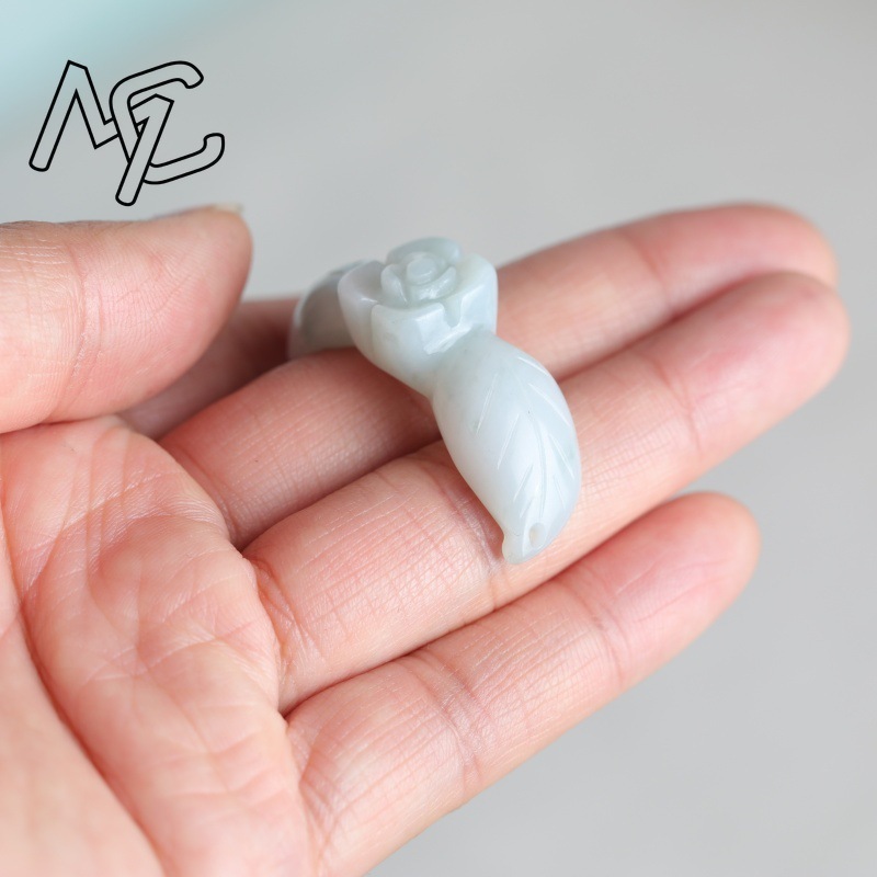 2PC สีขาวธรรมชาติหยกหยกโรสสร้อ - Earrings บทวิจารณ์และราคา