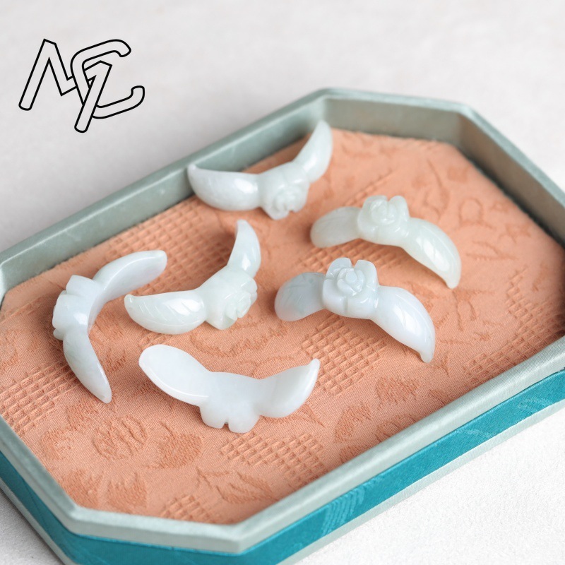2PC สีขาวธรรมชาติหยกหยกโรสสร้อ - Earrings บทวิจารณ์และราคา