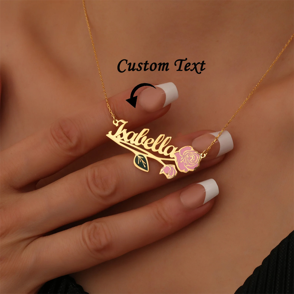 สร้อยคอชื่อดอกไม้ประจำวันเกิดห - Custom Name Necklace Stainless Steel บทวิจารณ์และราคา