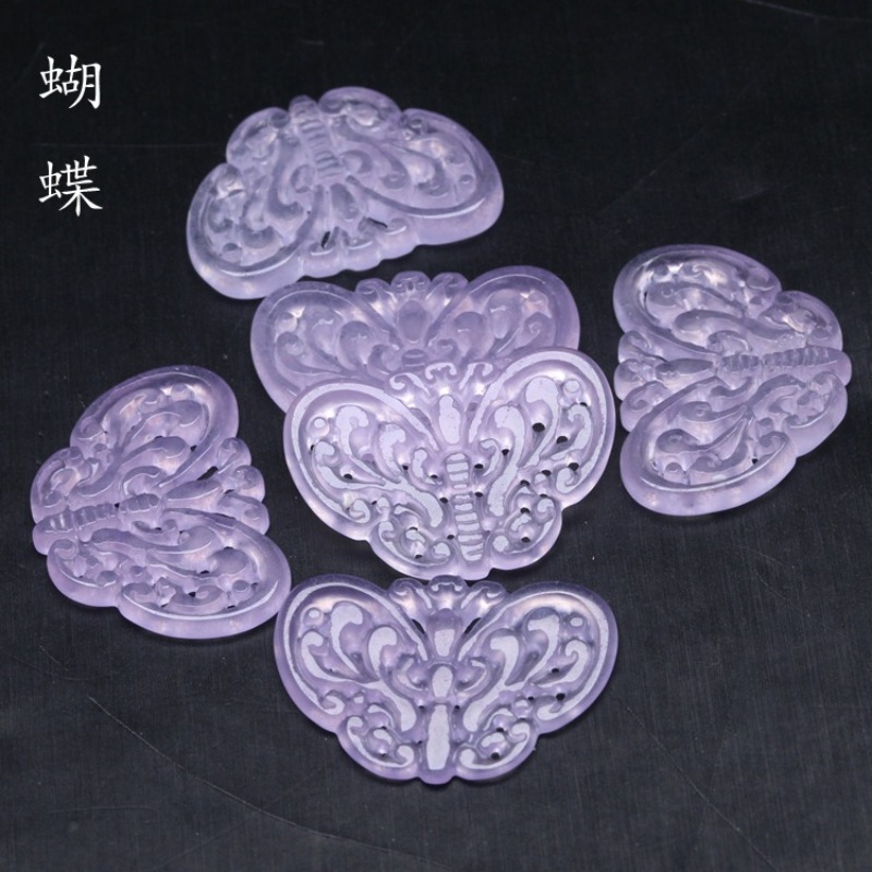 2 PC หยกสีม่วงธรรมชาติ Hollow  - Necklaces บทวิจารณ์และราคา