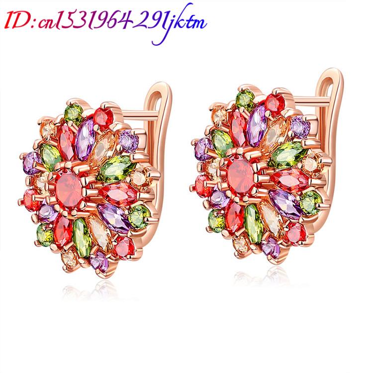 ต่างหูคริสตัลธรรมชาติประดับดอก - Earrings บทวิจารณ์และราคา