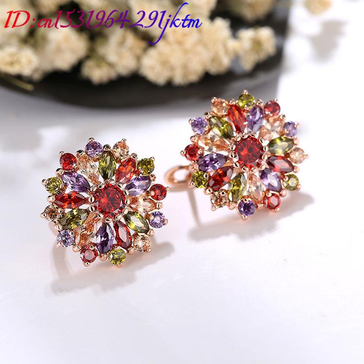 ต่างหูคริสตัลธรรมชาติประดับดอก - Earrings บทวิจารณ์และราคา