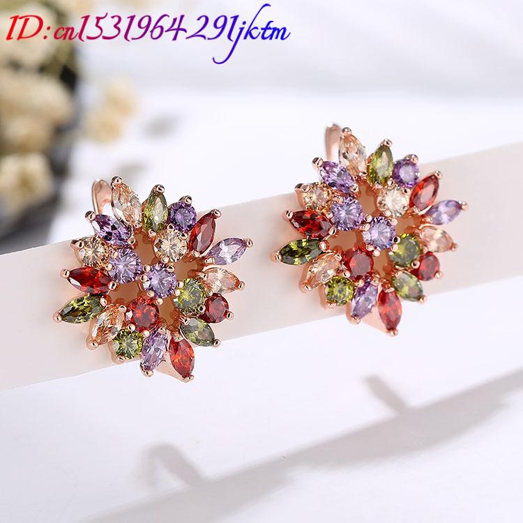 ต่างหูคริสตัลธรรมชาติประดับดอก - Earrings บทวิจารณ์และราคา