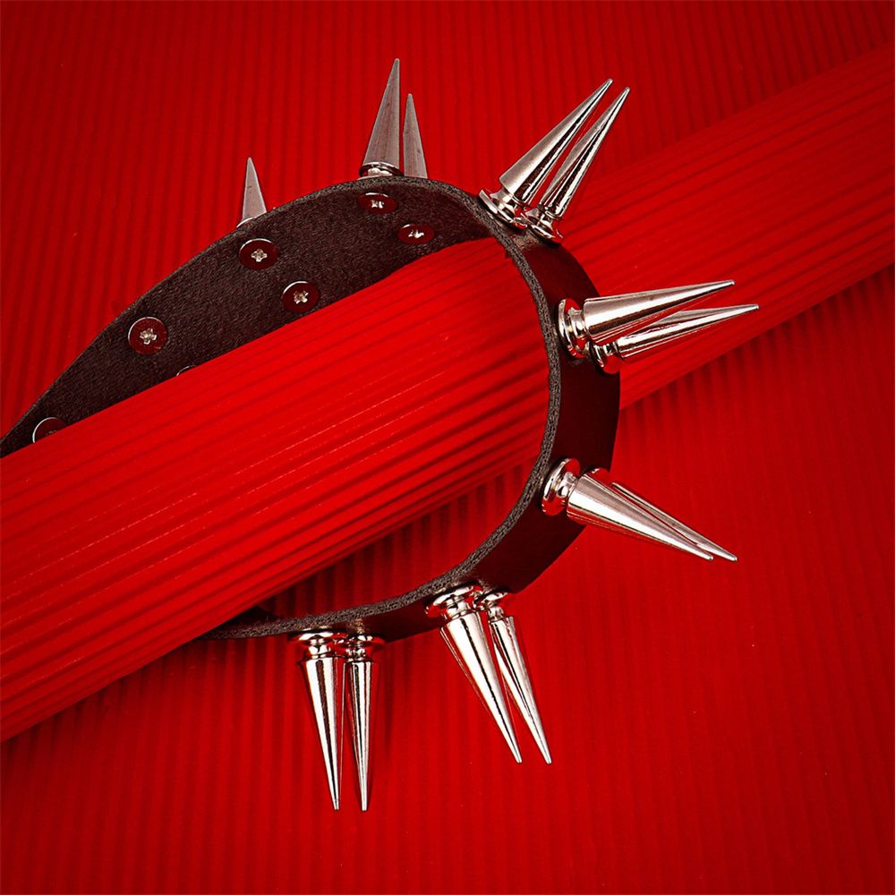 สร้อยคอหนัง PU สีดำแบบหนามแหลม - Goth Punk Spike Choker บทวิจารณ์และราคา
