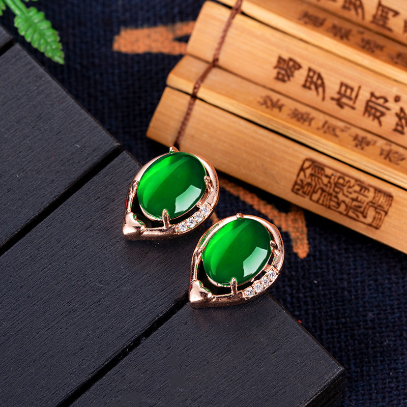 ต่างหูหยกธรรมชาติรูปดอกไม้หินต - Earrings บทวิจารณ์และราคา