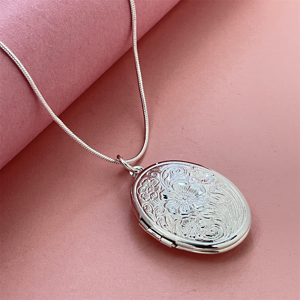 สร้อยคองูเงิน 925 จี้กรอบรูปวง - 925 Sterling Silver Chain Necklace Men บทวิจารณ์และราคา