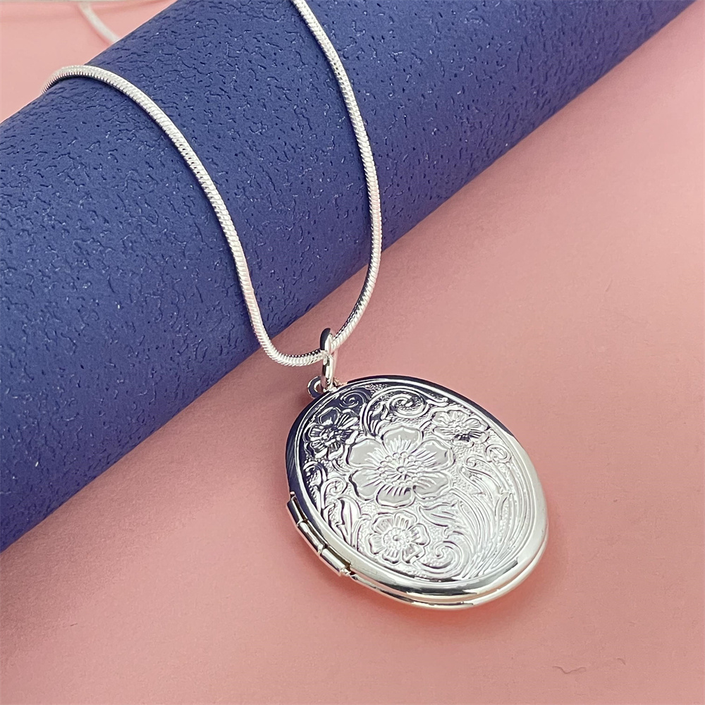 สร้อยคองูเงิน 925 จี้กรอบรูปวง - 925 Sterling Silver Chain Necklace Men บทวิจารณ์และราคา