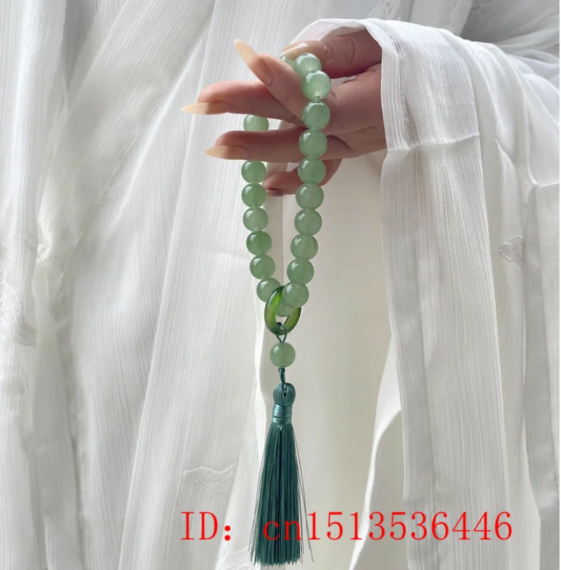 หินหยกสีเขียว 12 มม.ลูกปัดสร้อ - Bracelets บทวิจารณ์และราคา